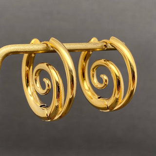 Glossy Vortex 18K Gold Plated S.Steel Hoop Earrings - FGS