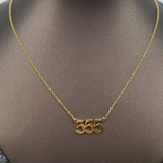 Lucky Numbers 18K Gold Plated Stainless Steel Necklace - FGS: 777