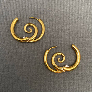 Glossy Vortex 18K Gold Plated S.Steel Hoop Earrings - FGS