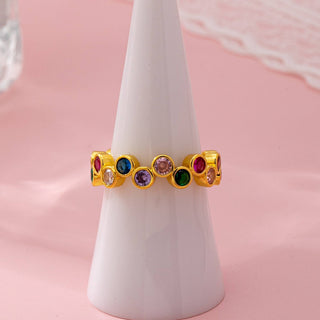 Multicolor Gemstone Beaded Ring | 80R218: GOLD