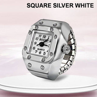 Stainless Steel Ring-Shaped Watch Design | 40R126: SQUARE GOLD WHITE