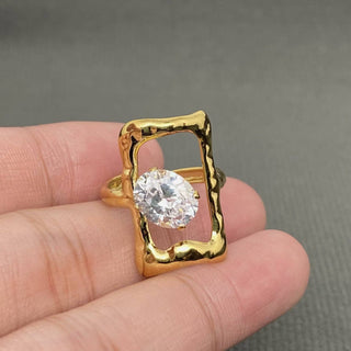 Sculpted Zircon Statement Ring - SQAURE