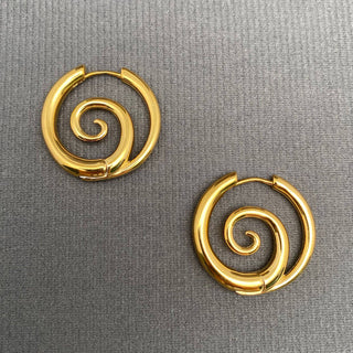 Glossy Vortex 18K Gold Plated S.Steel Hoop Earrings - FGS