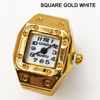 Stainless Steel Ring-Shaped Watch Design | 40R126: SQUARE SILVER BLACK