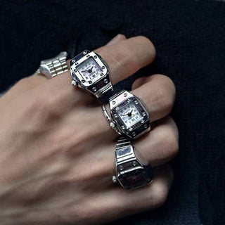 Stainless Steel Ring-Shaped Watch Design | 40R126: SQUARE GOLD WHITE