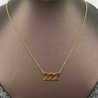 Lucky Numbers 18K Gold Plated Stainless Steel Necklace - FGS: 777