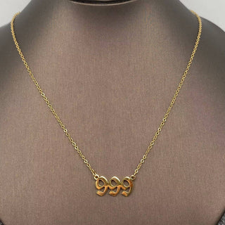 Lucky Numbers 18K Gold Plated Stainless Steel Necklace - FGS: 777