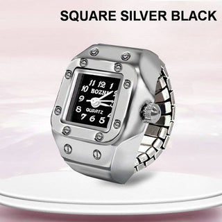 Stainless Steel Ring-Shaped Watch Design | 40R126: SQUARE GOLD BLACK