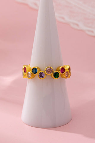 Multicolor Gemstone Beaded Ring | 80R218: GOLD