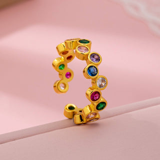 Multicolor Gemstone Beaded Ring | 80R218: GOLD