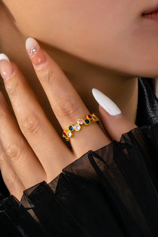 Multicolor Gemstone Beaded Ring | 80R218: GOLD