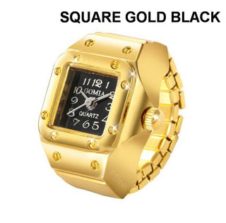 Stainless Steel Ring-Shaped Watch Design | 40R126: SQUARE GOLD WHITE