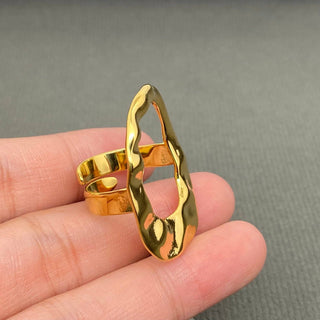 Hammered Geometric 18K Gold Plated S.Steel Ring - FGS