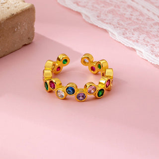 Multicolor Gemstone Beaded Ring | 80R218: GOLD