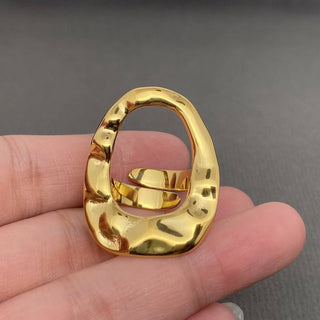 Hammered Geometric 18K Gold Plated S.Steel Ring - FGS