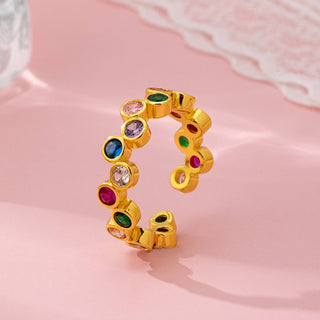 Multicolor Gemstone Beaded Ring | 80R218: GOLD