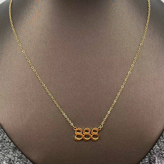 Lucky Numbers 18K Gold Plated Stainless Steel Necklace - FGS: 777